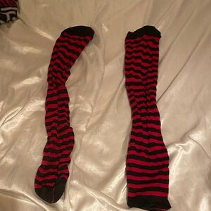 Red and Black Striped Men's Socks